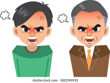 Image illustration set of angry man