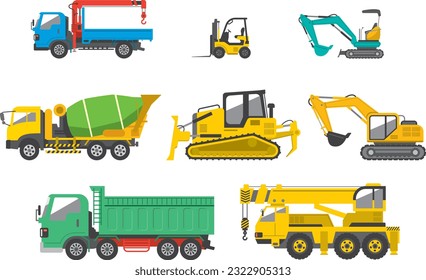 Image  illustration set of various heavy machinery