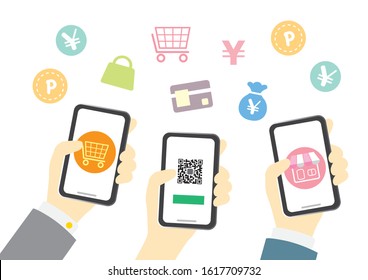 It is an image illustration of shopping online with a smartphone