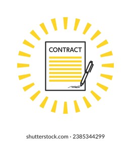 Image illustration of signing a contract.
The characters in the illustration are words that represent 
