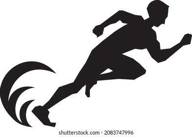Image illustration (silhouette) of a man running vigorously