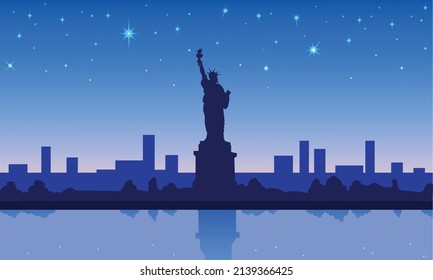 Image illustration silhouette of the Statue of Liberty in New York City