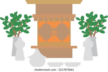 Image illustration of a simple Japanese altar