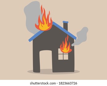 Imagen de un solo incendio en una casa