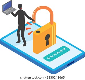 Image illustration of smartphone security against unauthorized access