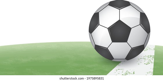 Image illustration of a soccer ball placed in the field (vector image)
