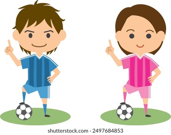 Image illustration of soccer players (male and female set)