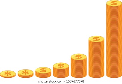 Image illustration of stepwise dollar coins.