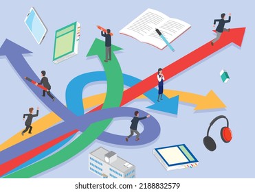 Ilustración de la carrera estudiantil y la dirección del estudio