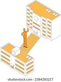Ilustración de imagen de un estudiante que va a la educación superior
