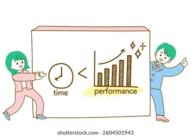 Image illustration of Taipa Time Performance: Male and female office workers giving a presentation about Taipa