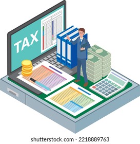 Image illustration of tax accountant and tax office staff