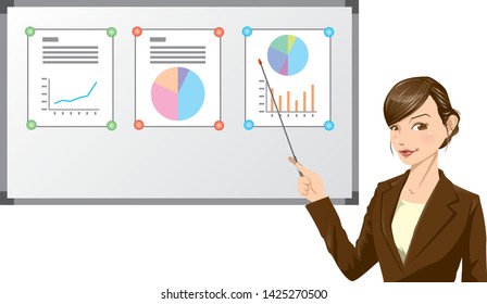 Image illustration that business woman is giving a presentation