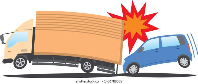 Image illustration that car collides with truck