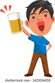 Image illustration that a young man is toasting