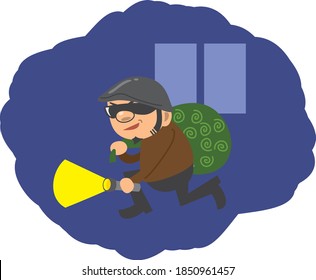 Imagen de un ladrón escabulléndose en medio de la noche