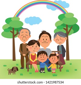 Image illustration of three generation family