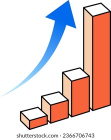 Image illustration of a three-dimensional bar graph