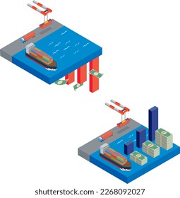 Image illustration of trade deficit and trade surplus