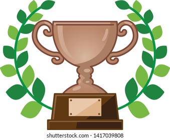 Image illustration of a trophy with leaves (copper)