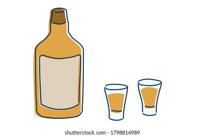 Image illustration of two people drinking whiskey in a shot glass