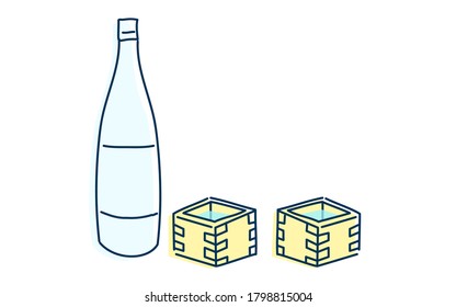 Image illustration of two people drinking sake