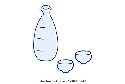 Image illustration of two people drinking sake