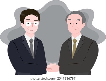 Image illustration of unscrupulous businessmen and unscrupulous business practices shaking hands_Image of black companies and bad organizations
