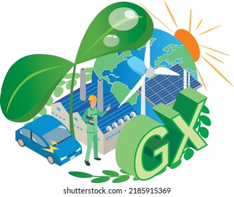 Image illustration of using clean energy in a factory