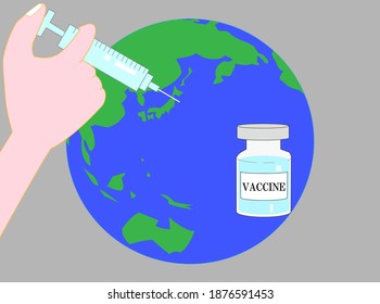It is an image illustration of vaccination of vaccines all over the world.