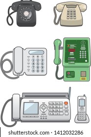 Image illustration of various fixed telephones