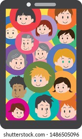 Image illustration of various race generations communicating