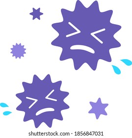 Ilustración de virus, púrpura, llanto
