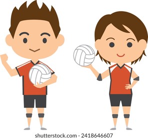 Ilustración de los jugadores de voleibol (masculino y femenino)