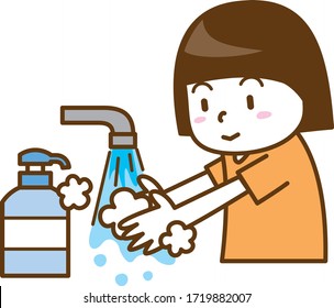 Image illustration of washing hands with soap