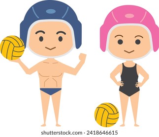 Image illustration of water polo players (male and female set)