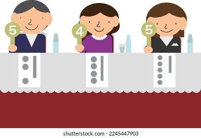 Image illustration where the judge puts out a score panel