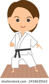 Image illustration of a woman doing karate