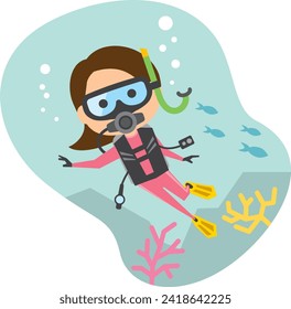 Image illustration of a woman doing scuba diving