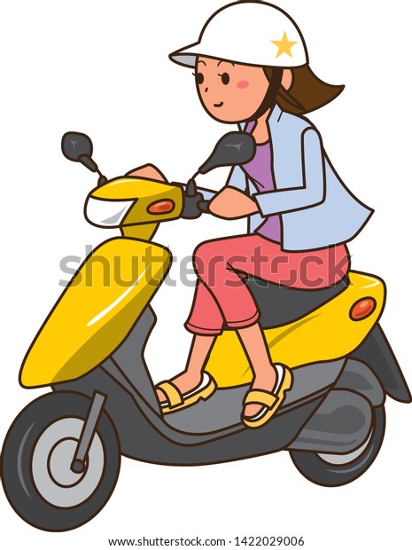 Image\
illustration of a woman driving a\
scooter