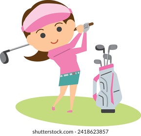 Image illustration of a woman playing golf