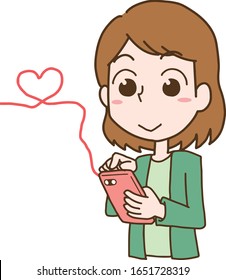 Image illustration of a woman seeking dating with a smartphone