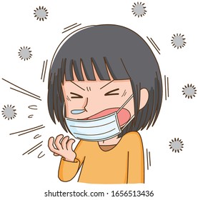 Image illustration of a woman sneezing with house dust