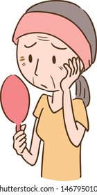 Image illustration of woman suffering from stains and wrinkles
