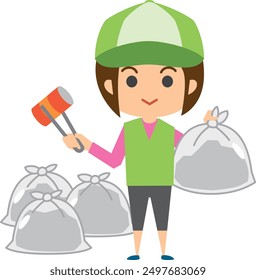 Image illustration of a woman volunteering to pick up trash