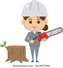 Image illustration of a woman working in forestry