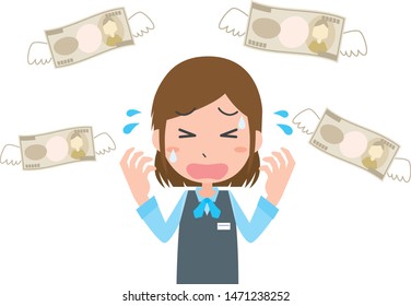 Image Illustration Of A Woman Worried About Having No Money