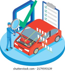 Image Illustration Of A Worker Doing Car Inspection Work