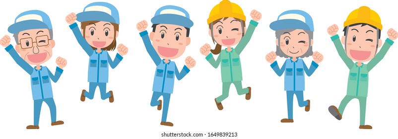 Image illustration of workers jumping