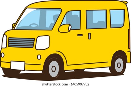 Image illustration of a yellow mini car seen obliquely from the front